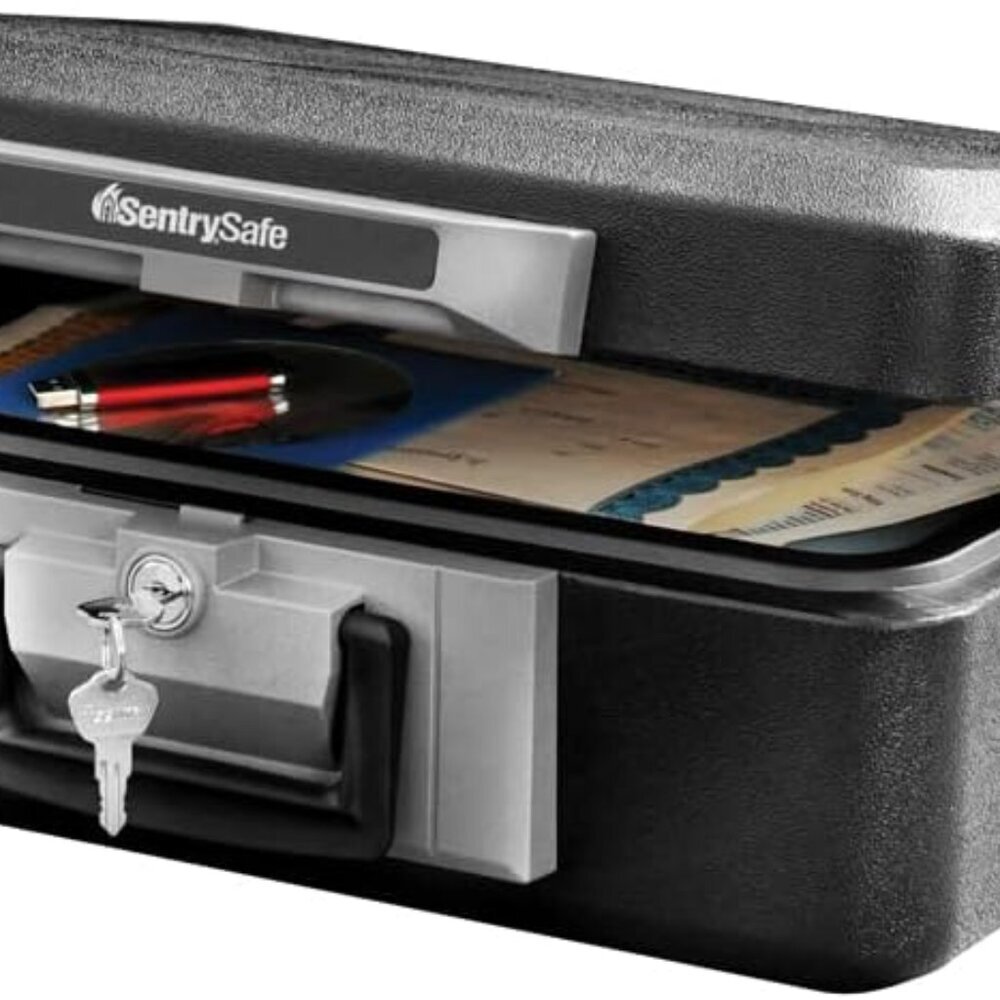 Fireproof Safe Box with Key Lock, Chest Safe with Carrying Handle to Secure Mone